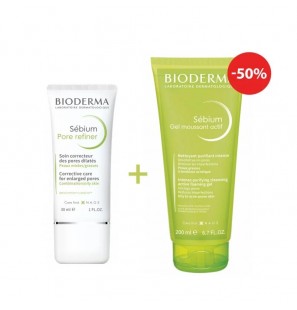 BIODERMA PACK SEBIUM GEL MOUSSANT ACTIF 200ML + SEBIUM PORE REFINER 30ML