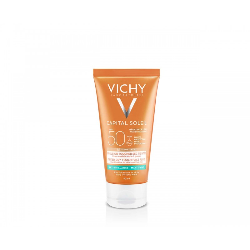 Vichy Capital Soleil BB Émulsion Toucher Sec Teintée SPF50 Peau Sensible Mixte à Grasse | 50ml Vichy Capital Soleil BB Émulsion Toucher Sec Teintée SPF50 Peau Sensible Mixte à Grasse | 50ml