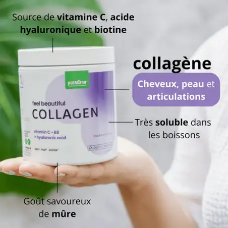 PURASANA FEEL BEAUTIFUL COLLAGEN VITAMINE C B8 ACIDE HYALURONIQUE 240G