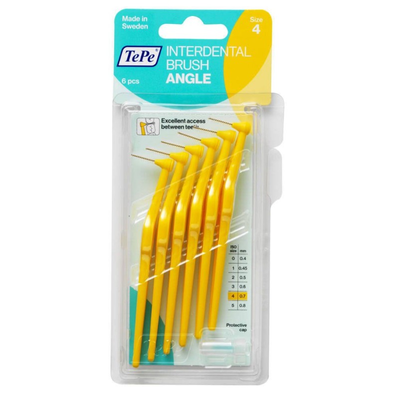 TEPE INTERDENTAL ANGLE JAUNE 0.7MM TAILLE 4 B6 TEPE INTERDENTAL ANGLE JAUNE 0.7MM TAILLE 4 B6