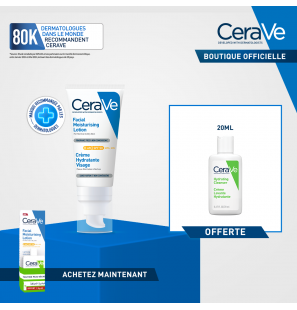 CeraVe Offre crème hydratante visage SPF50  52ml + crème moussante nettoyante 20ml OFFERTE