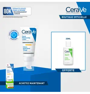 CeraVe Offre crème hydratante visage SPF50  52ml + crème moussante nettoyante 20ml OFFERTE