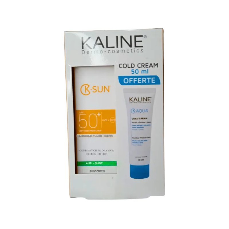 KALINE K SUN SPF50 + INVISIBLE FLUID CREAM ANTI SHINE + COLD CREAM 50 ML OFFERTE KALINE K SUN SPF50 + INVISIBLE FLUID CREAM ANTI SHINE + COLD CREAM 50 ML OFFERTE