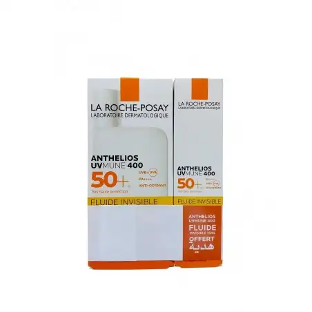 LA ROCHE POSAY PACK ANTHELIOS UVMUNE 400 SPF50+ FLUIDE INVISIBLE 50ML + ANTHELIOS UVMUNE 400 SPF50+ FLUIDE INVISIBLE 15ML OFFERT