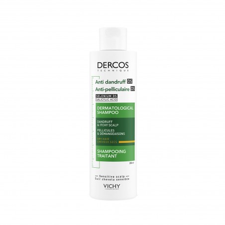 Vichy Offfre Dercos Shampoing Traitant Anti-Pelliculaire Cheveux Secs 200ml + Dercos 50 ML Offert