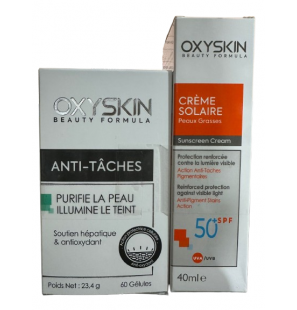OXYSKIN PACK ECLAT ANTI-TACHE B60 GELULES + OXYSKIN SUNSCREEN CREAM SPF50+ 40ML OFFERTE