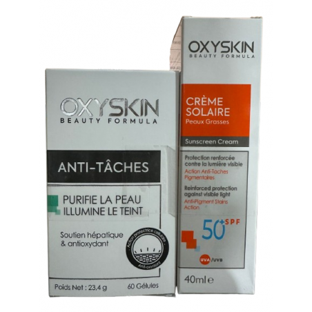 OXYSKIN PACK ECLAT ANTI-TACHE B60 GELULES + OXYSKIN SUNSCREEN CREAM SPF50+ 40ML OFFERTE