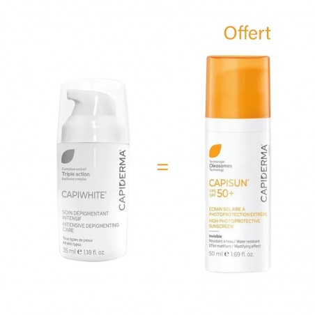 CAPIDERMA PACK CAPIWHITE HQ SOIN DEPIGMENTANT 30ML + CAPISUN CREME SPF50+ 50ML