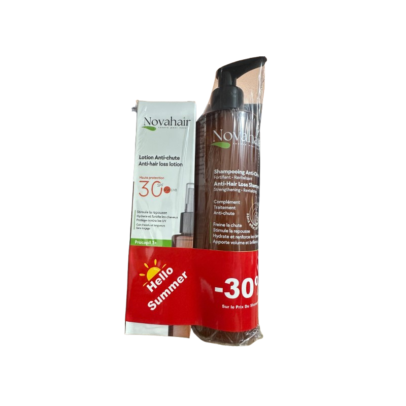 NOVAHAIR PACK SHAMPOOING ANTI-CHUTE 250ML + LOTION ANTI-CHUTE SPF30 125ML NOVAHAIR PACK SHAMPOOING ANTI-CHUTE 250ML + LOTION ANTI-CHUTE SPF30 125ML