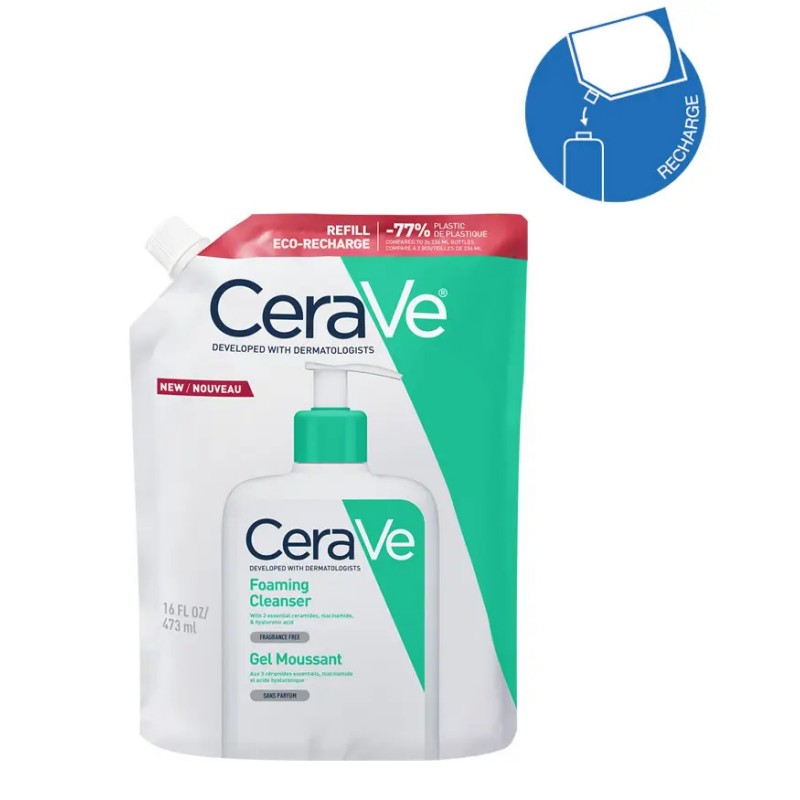 CERAVE GEL MOUSSANT ECO-RECHARGE PEAUX NORMALES A GRASSES 473ML CERAVE GEL MOUSSANT ECO-RECHARGE PEAUX NORMALES A GRASSES 473ML