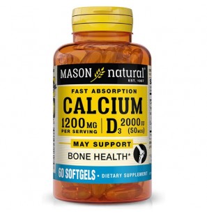 MASON NATURAL CALCIUM 1200MG D3 2000IU B60 GELULES