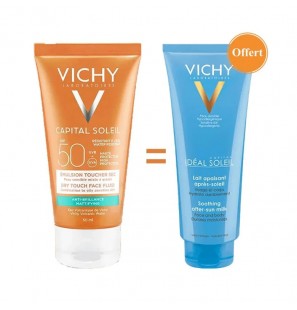 VICHY CAPITAL SOLEIL CREME ANTI-BRILLANCE TOUCHER SEC INVISIBLE 50ML + APRES SOLEIL 100ML OFFERT