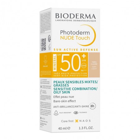 BIODERMA PHOTODERM NUDE TOUCH SPF50+ TEINTE TRES CLAIRE SOLAIRE PERFECTEUR 40ML