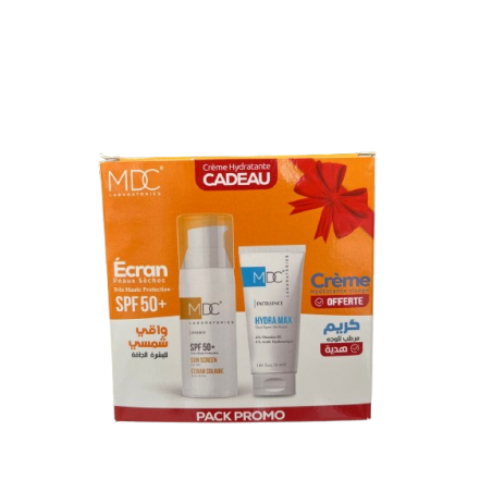 MDC PACK ECRAN SOLAIRE PEAUX SECHES SPF50+ 50ML + CREME HYDRA MAX 30ML OFFERTE