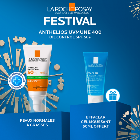 La Roche-Posay Offre Anthelios UVMune 400 Oil Control Gel Crème Solaire Invisible | Peaux Normales À Mixtes | 50ml