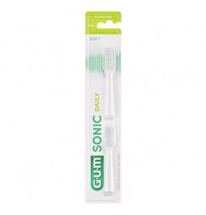 GUM SONIC DAILY TETE DE BROSSE A DENTS SOUPLE BLANC B2