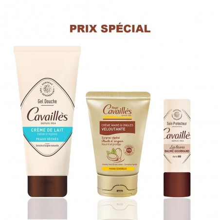 ROGE CAVAILLES PACK CREME DE LAIT 200ML + BAUME A LEVRES GOURMAND 5.5ML + CREME VELOUTANTE 50ML