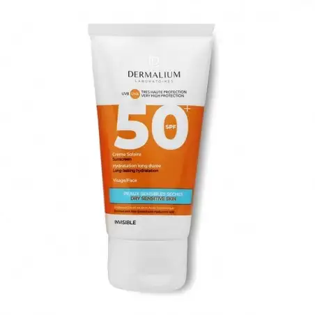 DERMALIUM CREME SOLAIRE INVISIBLE SPF50+ PEAUX SENSIBLES SECHES 50ML