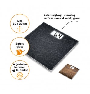 BEURER PESE PERSONNE EN VERRE SALTE NOIR REF GS203