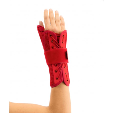 ORTHOLAND ATTELLE STATIQUE POIGNET ET POUCE ROUGE REF ML-0111 RIGHT SMALL