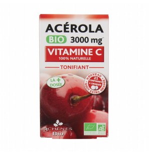 3 CHÊNES Acérola Vit C 3000 mg BIO boite 21 comprimés