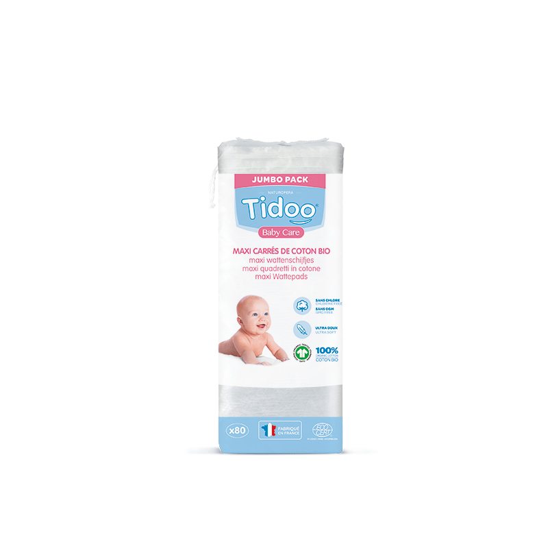 TIDOO CARE MAXI carrés de coton Bébé | 50 u