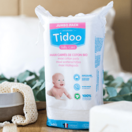 TIDOO CARE MAXI carrés de coton Bébé | 50 u