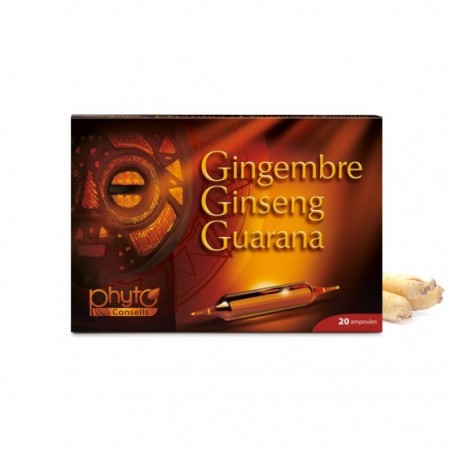 PHYTO CONSEILS Gingembre Ginseng Guarana boite 20 ampoules