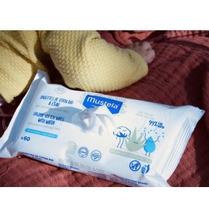 MUSTELA lingettes de Coton à l'eau BIO | 60 u