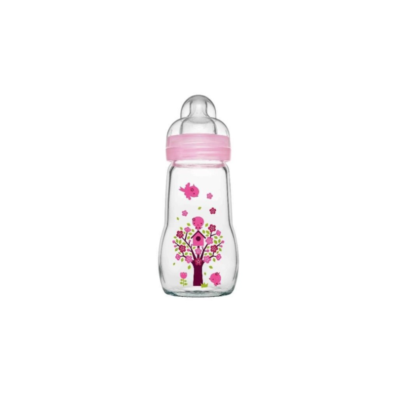 MAM Biberons en verre 0-6 mois 260ml rose