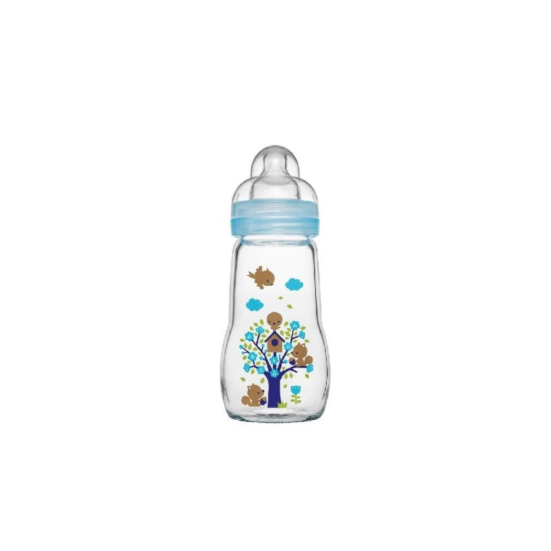 MAM Biberons en verre 0-6 mois 260ml bleu