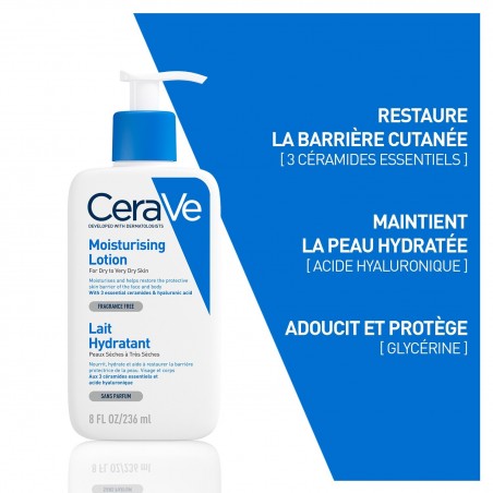 CeraVe Lait Hydratant Léger Peau Sèche à Très Sèche | 473ml