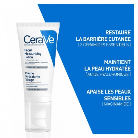 CeraVe Crème Hydratante Visage Peau Normale à Sèche | 52ml