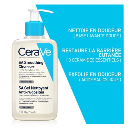 CeraVe SA Gel Nettoyant Anti-Rugosités Peau Sèche et Rugueuse | 473ml