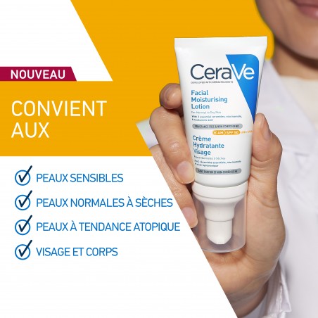 CeraVe Offre crème hydratante visage SPF50 peaux normales à sèches | 52ml