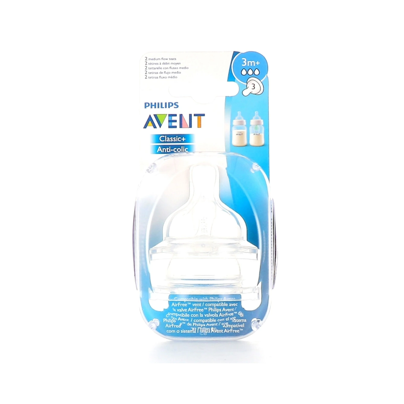 Avent Philips Tétine Classic+3 mois B2 débit moyen