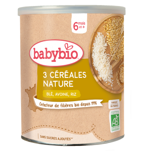 BABYBIO 3 Céréales Nature 220g – dès 6 mois