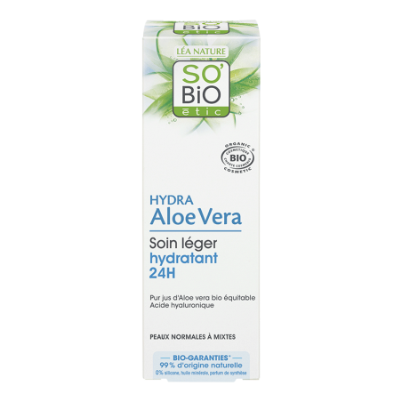 SO'BIO ETIC HYDRA ALOE VERA soin léger hydratant 24H | 50 ml