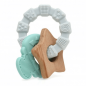 KIOKIDS Anneau Dentition Bois et Silicone Vert et Gris