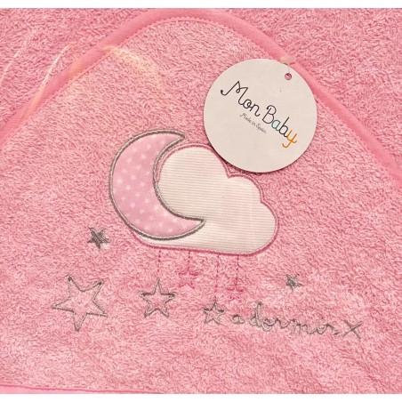 MON BABY Cap De Bain+Doudou Mord 100 X 100cm A Dormir Rose