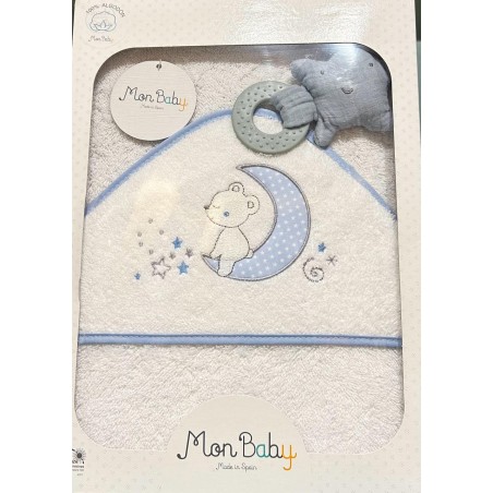 MON BABY Cap de bain 100 X 100 cm peluche b/gris