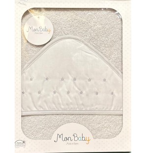 MON BABY Cap de bain 100 X 100 cm stars b/gris