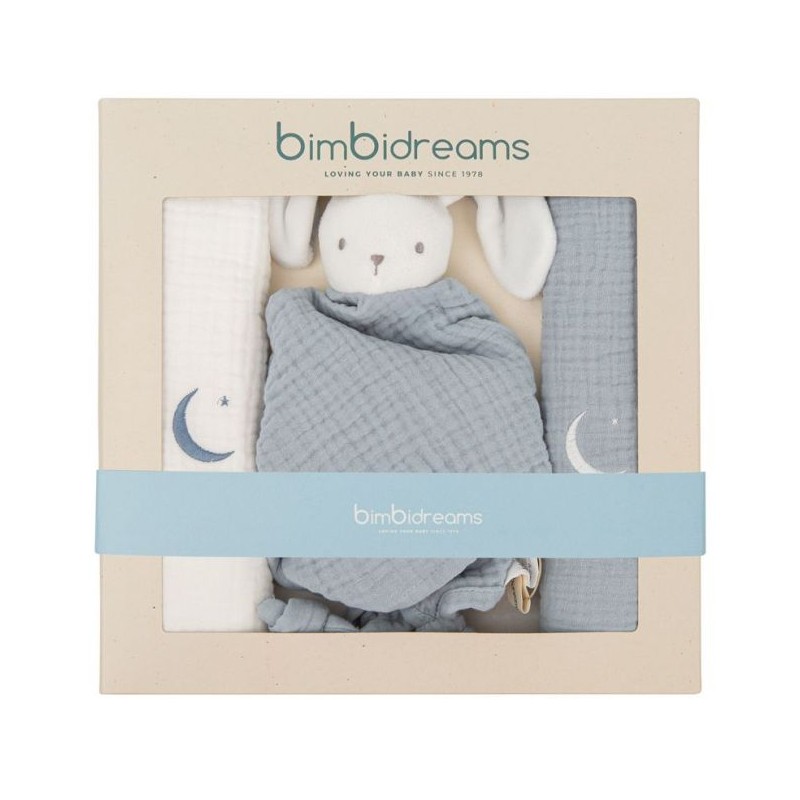 BIMBIDREAMS Pack 2 matelassé Doudou+bleu