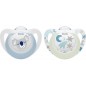 NUK Sucette Silicone Star Day & Night 0-6 mois Koala/Etoiles Bleu