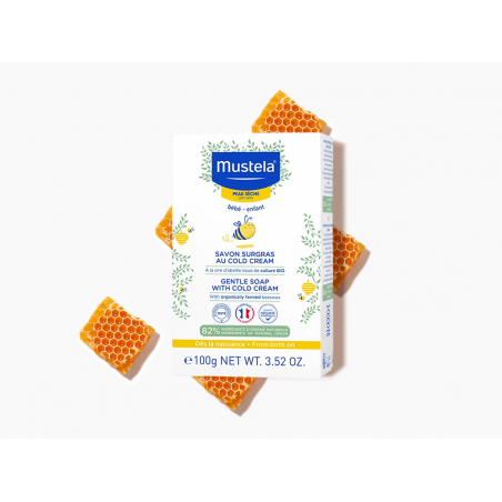 MUSTELA savon surgras au Cold Cream à la cire d'abeille BIO | 100g