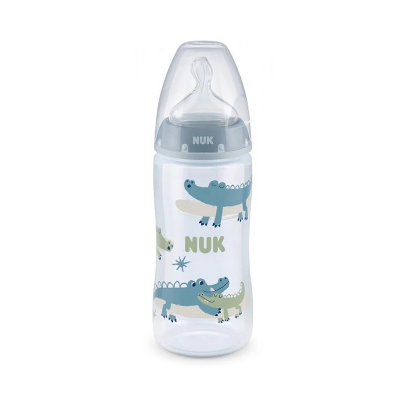 Nuk Biberon PP 300ml tétine en silicone 0-6 mois - Bleu & Vert