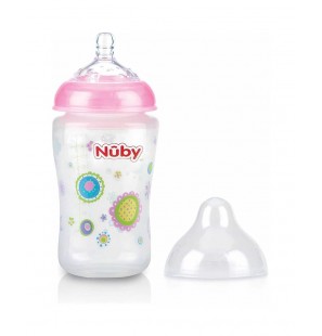 NUBY biberon en polycarbonate imprimé avec  tétine SoftFlex 360ml + 3 mois