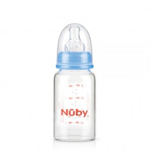 NUBY biberon en verre 120 ml + 0 mois BLEU