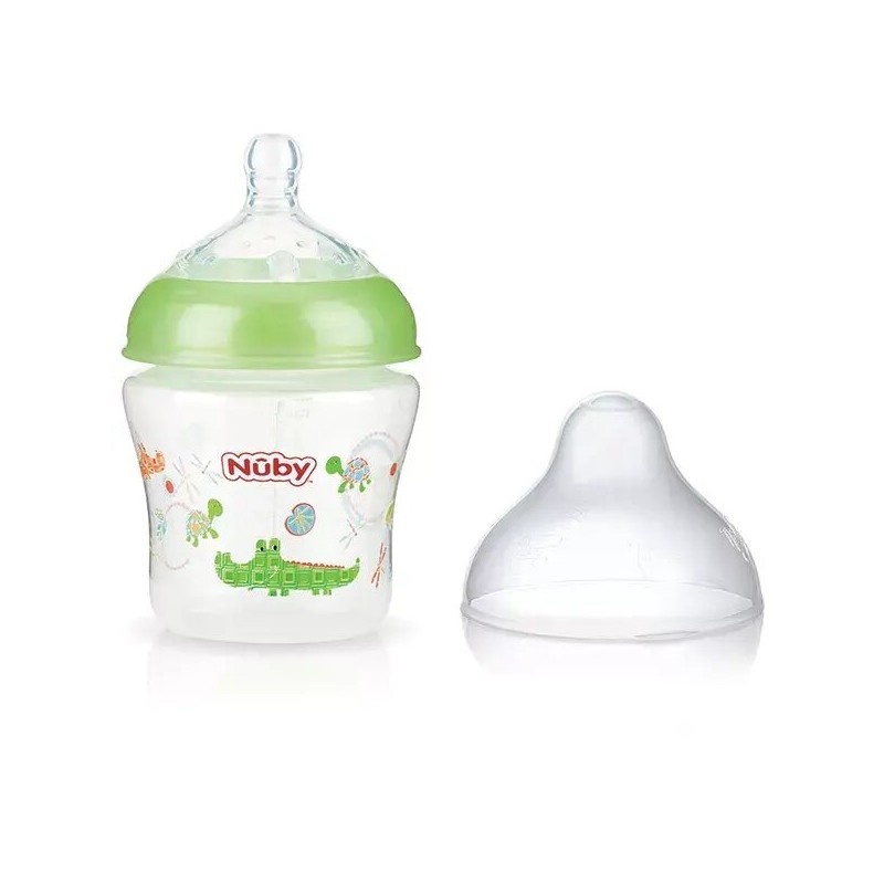 NUBY biberon en polycarbonate imprimé avec tétine SoftFlex 180ml + 0 mois