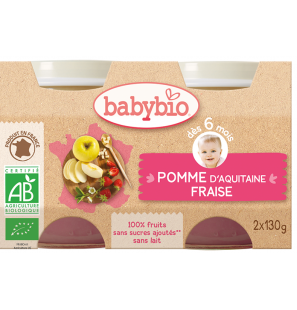 BABYBIO Pomme d’Aquitaine & Fraise 2 | 130G